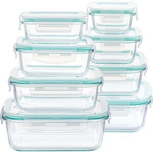 Vtopmart 8 Pack Glass Food Storage Containers with Airtight Lids Glass Meal Prep